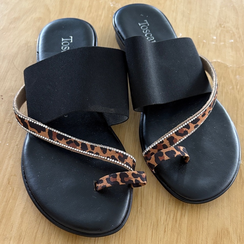Tosca Black and Leopard Women's Sandals